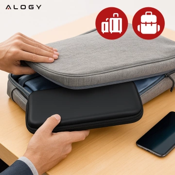 Pokrowiec Etui do Nintendo Switch 2 2025 Torba Ochronna Twarda EVA, Wodoodporna, Lekka, z Uchwytami i przegrodami akcesoria Alogy HardFoamBag™ – Czarna + 2X SZKŁO HARTOWANE