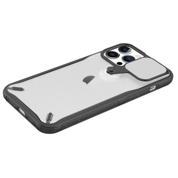 Nillkin Cyclops Case Strapazierfähige Hülle mit Kameraabdeckung und faltbarem Ständer für iPhone 13 Pro schwarz
