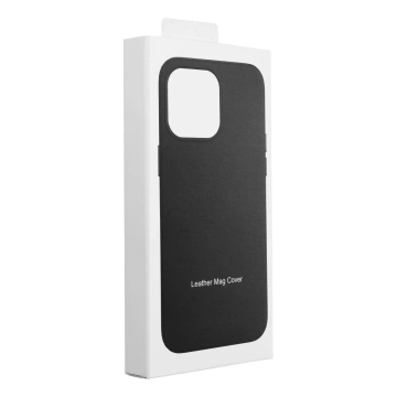 Leder Mag Cover Hülle kompatibel mit MagSafe für Apple iPhone 15 Plus schwarz