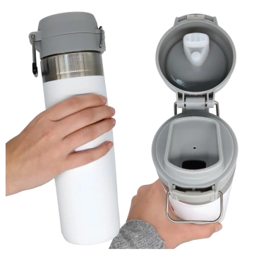 Alogy Thermos ThermoGo™ 800ml Edelstahl-Reisebecher, auslaufsicher, faltbar, ideal für Kaffee, Tee, Sport und Auto, hält Getränke lange warm, weiß