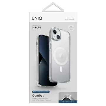 UNIQ Combat Case für iPhone 14 Plus 6.7" Magclick Charging transparent/taubensatiniert klar