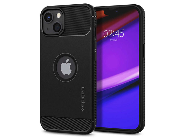 Etui pokrowiec futerał Spigen Rugged Armor do Apple iPhone 13 Matte Black + Szkło