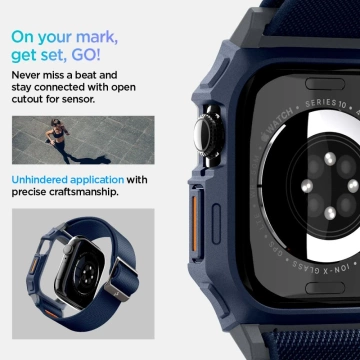 Armband für APPLE WATCH 10 (46MM) MARINEBLAU SPIGEN LITE FIT PRO