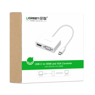 Ugreen Adapter Videokonverter USB Typ C - HDMI / VGA weiß (MM123)
