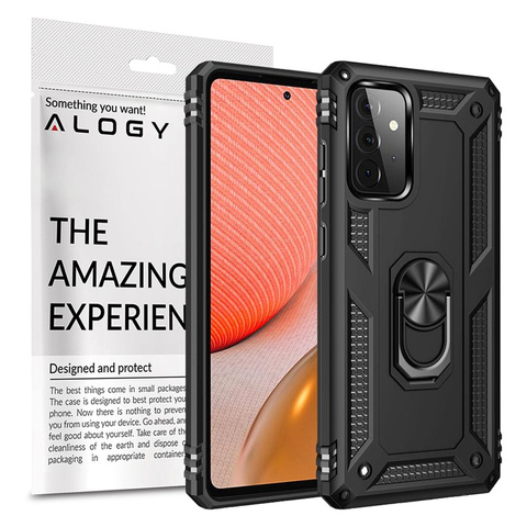 Alogy Stand Armor Ring-Rüstungshülle für Samsung Galaxy A72 Schwarz