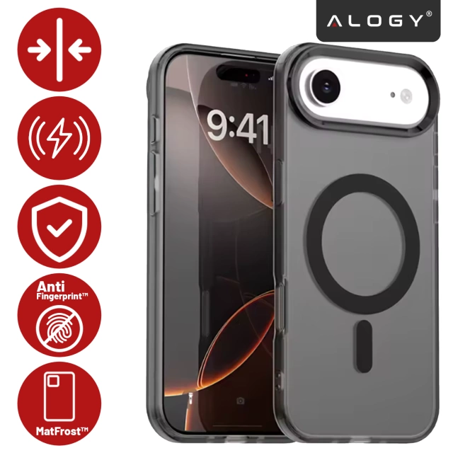 Etui do Apple iPhone 17 Air – matowa obudowa do MagSafe z ochroną obiektywu, smukłe i odporne na zarysowania, idealne dopasowanie – Alogy Skinny MatteCase™ Czarne + 2x szkło hartowane