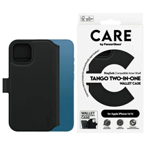 Etui do iPhone 14/13 CARE by PanzerGlass Tango Wallet 2w1 6,1" Czarny