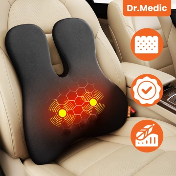 2-in-1-Autokissen mit Massage- und Heizfunktion – ergonomische Unterstützung für Nacken, Rücken und Lendenwirbelsäule, elektrisches Massagegerät mit Vibrationen für Fahrer und Beifahrer – Dr.Medic RelaxTherapyHeat™