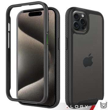 Etui do iPhone 15 Pro pancerne obudowa + folia hydrożelowa Case Defense 360 Pro Alogy czarne