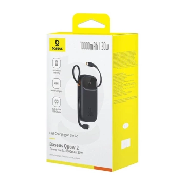 Baseus QPow 2 Powerbank 10000 mAh 30 W 2xUSB-C Schwarz