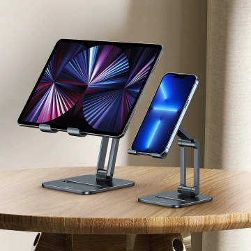 Baseus Desktop Biaxial Faltbarer Smartphone-Ständer aus Metall/Ständer grau (LUSZ000013)