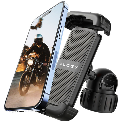 Fahrrad-Telefonhalter 4,7–6,8 Zoll für Telefon, Fahrradlenker für Fahrrad, Motorrad, verstellbar, Alogy Sport, Schwarz