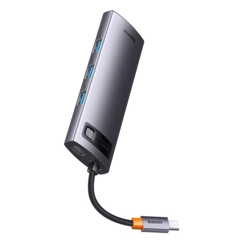 BASEUS HUB adapter przejściówka 8w1 Typ C na 3x USB3.0 / PD / HDMI 4K 60Hz / RJ45 / SD/TF szary WKWG080113/BS-OH101