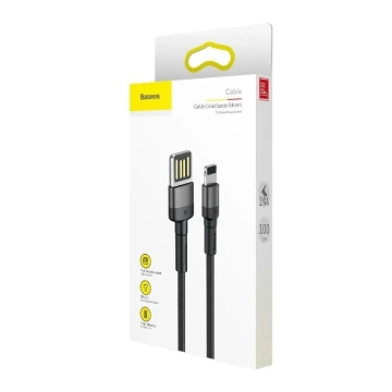 Lightning USB Kabel (doppelseitig) Baseus Cafule 2.4A 1m (grau-schwarz)