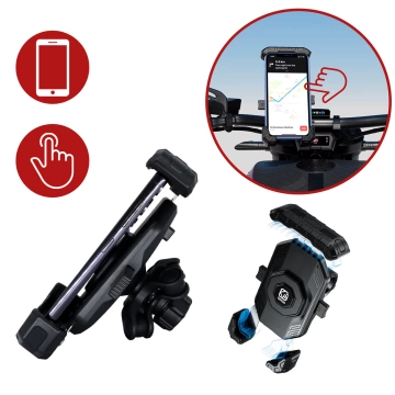 Uchwyt Motocyklowy na Telefon Kewig do Kierownicy i Lusterka, Antywstrząsowy z Systemem Antywibracyjnym, Rotacja 360°, Kompatybilny z Telefonami 5.4–7" – Czarny