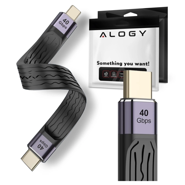 Kabel USB-C krótki 13cm Alogy Wydajny 240W 40Gbps z Obsługą 8K/60Hz Czarny