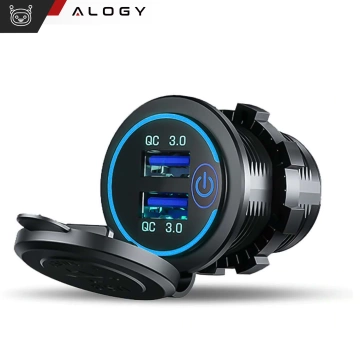 Auto- / Motorrad-Ladegerät Stromversorgung Alogy-Anschlüsse 2x USB QC 3.0 LED
