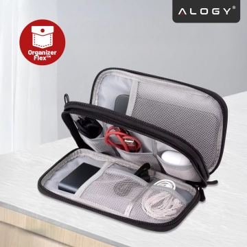 Etui Podróżne na Akcesoria, Organizer na Kable, Ładowarki, Telefon i Powerbank, Wielofunkcyjne i Kompaktowe 21 x 12,5 x 5 cm, Alogy TravelPack™ – Czarne