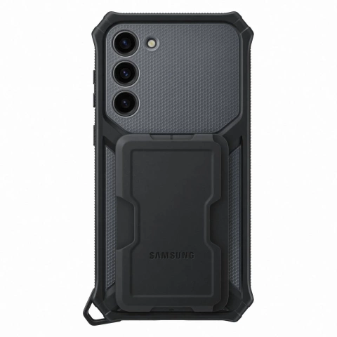 Samsung Rugged Gadget Case für Samsung Galaxy S23 Plus gepanzerte Abdeckung Ringhalter Ständer grau