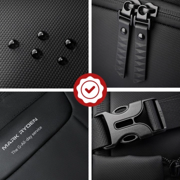 Mark Ryden 15,6" Laptop-Reiserucksack, wasserdicht, 21 l Fassungsvermögen, mit Schlüsselanhänger und Pfeife, 44 x 29 x 17 cm – Schwarz