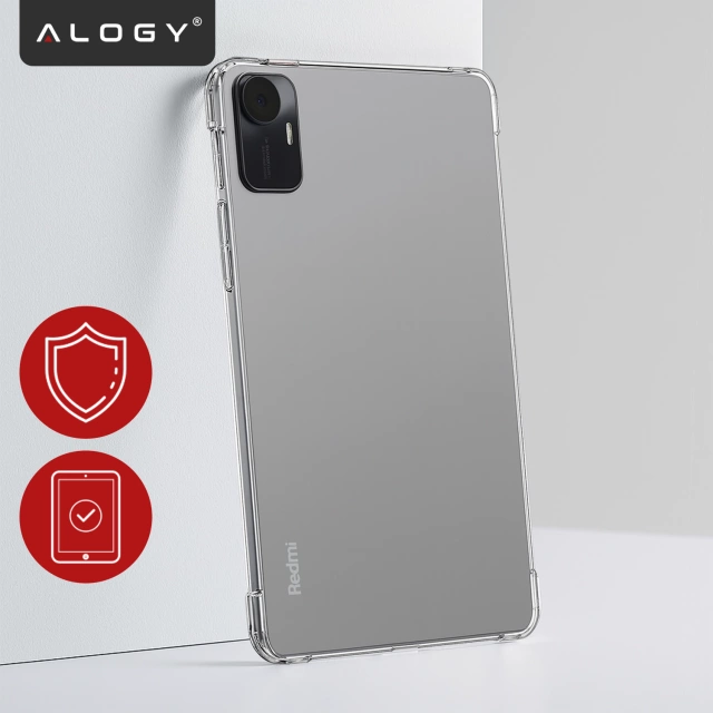 Etui Ochronne do Redmi Pad SE 11" 2023, Wzmocnione Narożniki, Smukłe i Lekkie, Antywstrząsowe ShockProof, Alogy FlexiShield™ – Przezroczyste + SZKŁO HARTOWANE