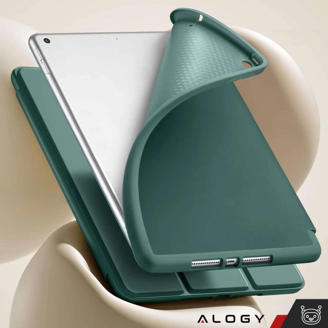 Etui do Apple iPad 10.2" 9/8/7 Gen (2021/2020/2019), Ochronne Smart Case z Klapką i Podstawką, Odporne TPU, Wzmocnione Narożniki, Alogy BookGuard™ – Zielone