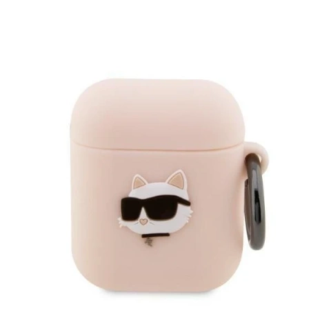 Etui ochronne na słuchawki Karl Lagerfeld KLA2RUNCHP do Apple AirPods 1/2 cover różowy/pink Silicone Choupette Head 3D