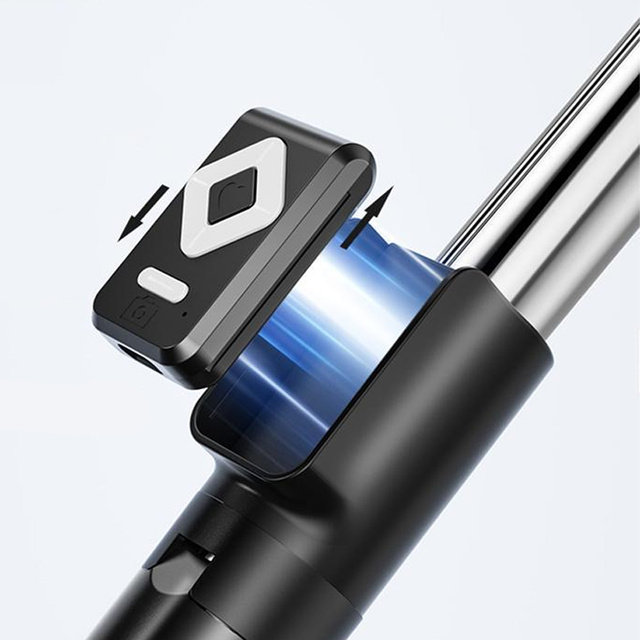 Selfie stick Uchwyt na telefon statyw z podwójną lampą Ring LED Tripod z pilot Bluetooth Czarny