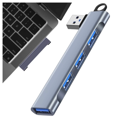 HUB-Splitter Alogy Adapter für Computer-Laptop mit USB-A auf 3x USB-A 2.0 1x USB-A 3.0 Grau