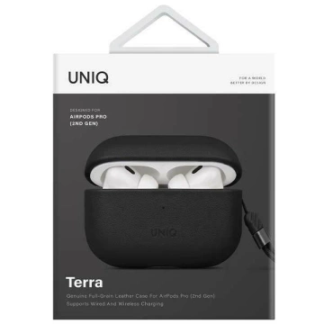 Schutzhülle für UNIQ Terrado AirPods Pro 2. Gen. Echtes Leder schwarz/dallas schwarz