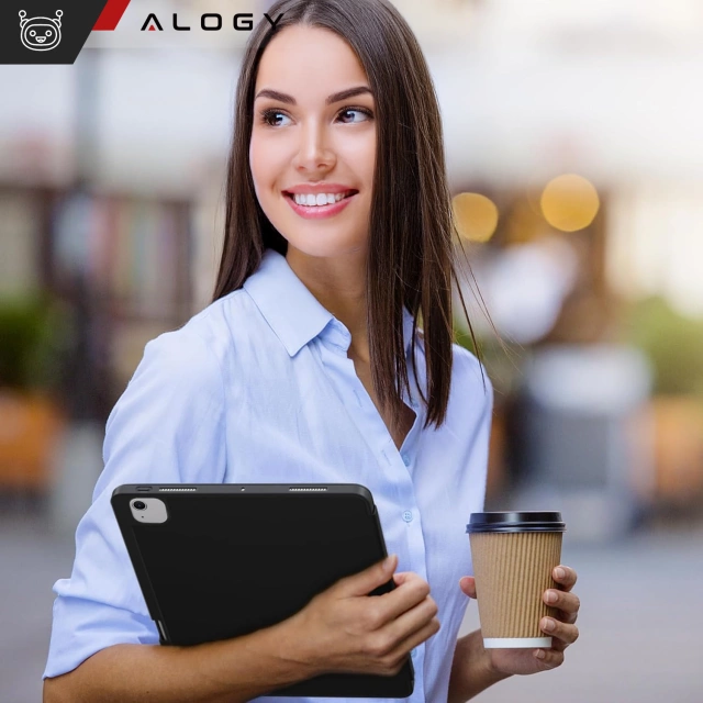 Etui ochronne z miejscem na rysik do Apple iPad Air 13" 2024/2025, iPad Pro 12.9" 2018-2022 Alogy Book Cover Case obudowa na tablet Czarne + Szkło