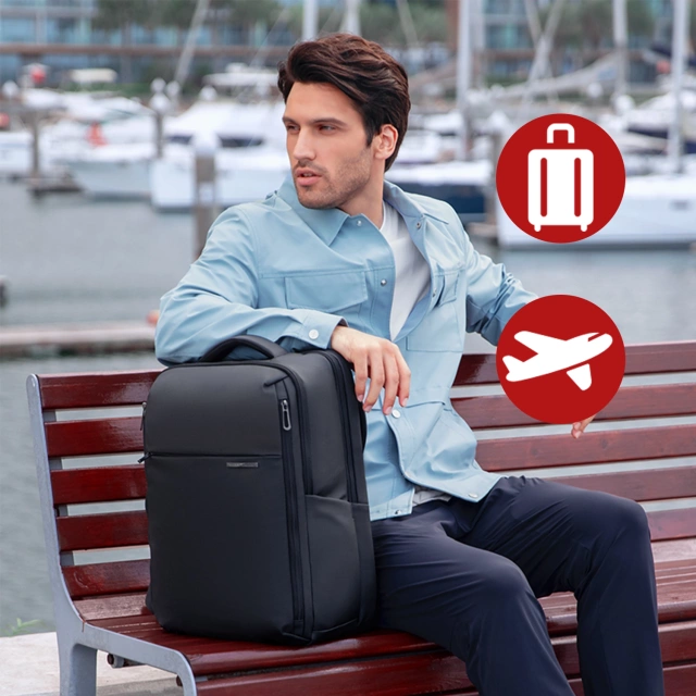 Plecak do Biura na Laptopa 15.6" Mark Ryden, Wodoodporny, Elegancki i Stylowy, Pojemny 23L, Praktyczny z Zamkiem YKK i Bocznymi Kieszeniami, 43 × 30 × 18 cm – Czarny