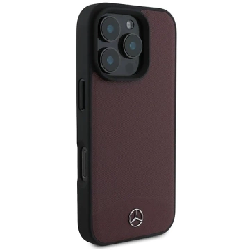 Mercedes-Etui für iPhone 16 Pro Max 6,9" Schwarzes MagSafe Hardcase Strukturiertes und glattes Leder