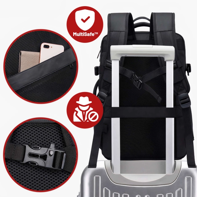 Plecak podróżny Bange BackPack biznesowy plecak rozszerzalny Torba pojemna do laptopa 17.3" z portem USB Czarny