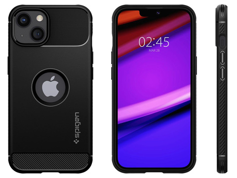 Spigen Rugged Armor Hülle für iPhone 13 Mini Mattschwarzes Glas