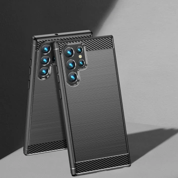 Carbon Handyhülle für Samsung Galaxy S23 Ultra Flexible Silikon Carbon Cover Schwarz