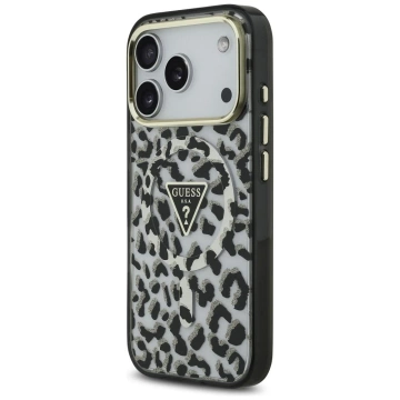 Etui Guess MagSafe do iPhone 17 Pro Leopard Glitter Black