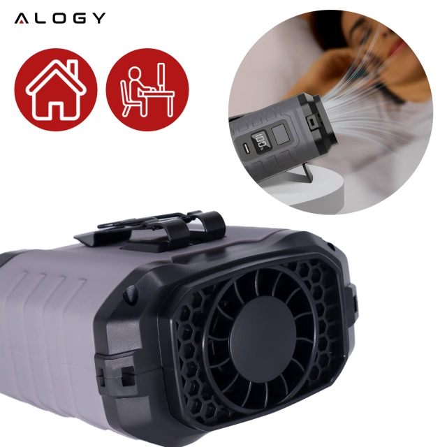 Wentylator z klipsem do paska, akumulator 4000 mAh, 5 poziomów prędkości, czas pracy 8–40 godzin, ładowanie przez USB, do stosowania na placach budowy, na zewnątrz, na wędrówki, do pracy latem, powerbankiem