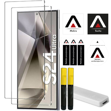 2x Panzerglas für Samsung Galaxy S24 Ultra Displayschutzfolie mit UV-Lampe Glas 9H Kleber Alogy
