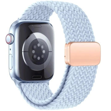 Pasek nylonowy do Apple Watch 4 / 5 / 6 / 7 / 8 / 9 / SE (38 / 40 / 41 mm) NylonMag Baby Blue