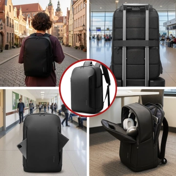 Bange 26L wasserdichter Rucksack für Laptops bis 15,6 Zoll – Geräumig und komfortabel, robust und atmungsaktiv, ideal für Stadt und Reisen, Arbeit und Flugreisen, Unisex – Schwarz