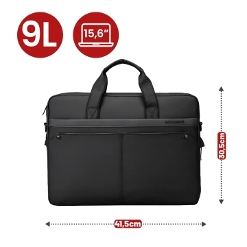 Mark Ryden 15,6"-Laptoptasche, wasserdicht, elegant und geräumig (9 l), leicht (0,5 kg), mit Laptop- und Tabletfach (9,7"), Tragegurt – Schwarz