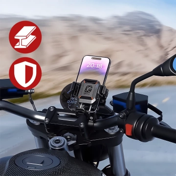 KEWIG M11B Motorradhalterung für Telefon mit QC 3.0 15W Qi-Ladegerät Schwarz