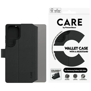 Etui CARE do Samsung Galaxy S25 Ultra Czarny by PanzerGlass Wallet Kickstand