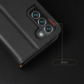 Dux Ducis Hivo Leather Flip Cover Echtleder Geldbörse für Karten und Dokumente Samsung Galaxy S22 (S22 Plus) Blau