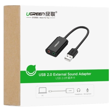 Adapter UGREEN externe USB Musik Soundkarte - 3,5 mm Miniklinke 15cm schwarz (30724)