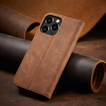 Magnet Fancy Case Hülle für iPhone 13 Pro Tasche Kartenetui Kartenständer Braun