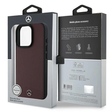 Mercedes-Etui für iPhone 16 Pro Max 6,9" Schwarzes MagSafe Hardcase Strukturiertes und glattes Leder
