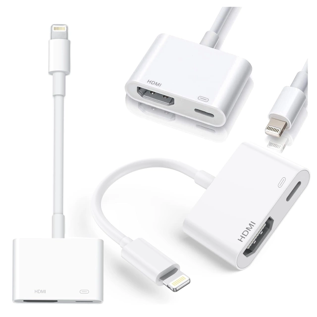 Przejściówka Lightning do HDMI i Lightning – adapter Full HD 60 Hz, łatwe podłączenie iPhone / iPad do TV lub projektora, Plug & Play – Alogy LightningHD™ Biały