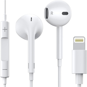 Lightning-Kopfhörer mit Kabel für iPhone 14/13/12/11/PRO/MAX/XS/XR/X/SE mit EarPhones-Mikrofon Weiß